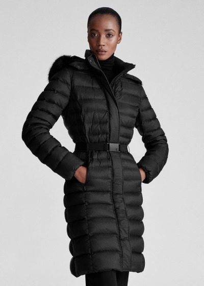 Ralph Lauren Demi Faux Fur-Trim Dunjakke Dame Danmark (BXOVR6372)